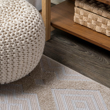 Duwun High-low Pile Ogee Trellis Tone-on-tone Indoor/outdoor Area Rug
